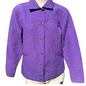 Coldwater Creek Quilted Purple Women's SnapUp Jacket size Medium Spot on back